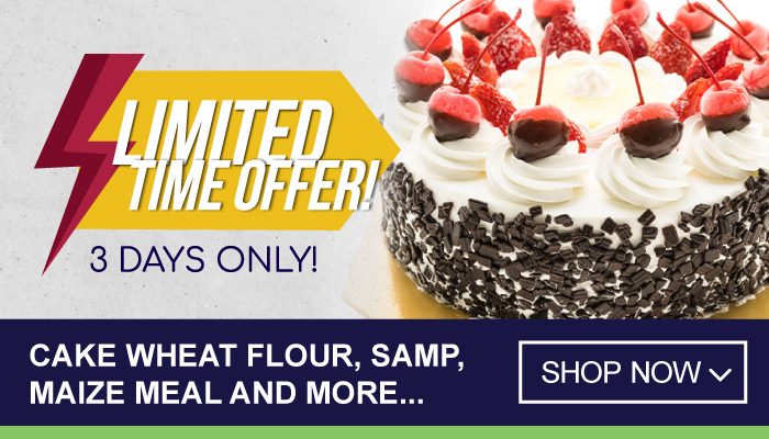 Limited Time Offer - 3 Days Only on Cake Wheat Flour, Samp, Maize Meal and more - visit MyBidfood