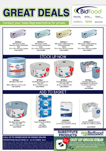 Great Deals on Wypall, Tidy and Kleenex Paper Products From 20 - 26 October 2025 - Contact Your Sales Representative for Prices
