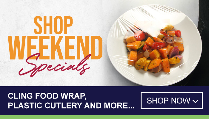 Weekend Specials on Cling Food Wrap, Plastic Cutlery and more - visit MyBidfood to shop now
