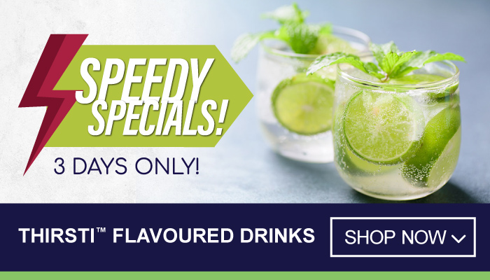 3 Days of Speedy Specials on Thirsti Flavoured Drinks - visit MyBidfood to shop now