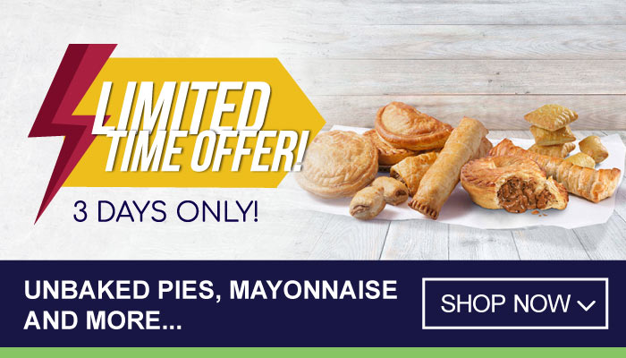3 Days Limited Time Offer on Unbaked Pies, Mayonnaise and more - visit MyBidfood to shop now