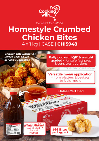 Homestyle Coated Chicken Bites - Fully Cooked, IQF & Weight Graded - Works across menus from platters, baskets to kids meals
