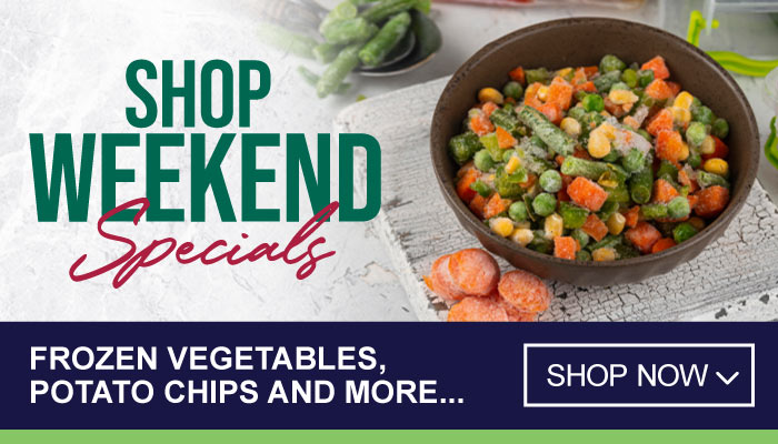 Weekend Specials on Frozen Vegetables, Potato Chips and more - visit MyBidfood to shop now