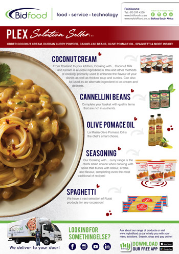 Plex Solution Seller - Coconut Cream - Cannellini Beans - Olive Pomace Oil - Seasoning - Spaghetti