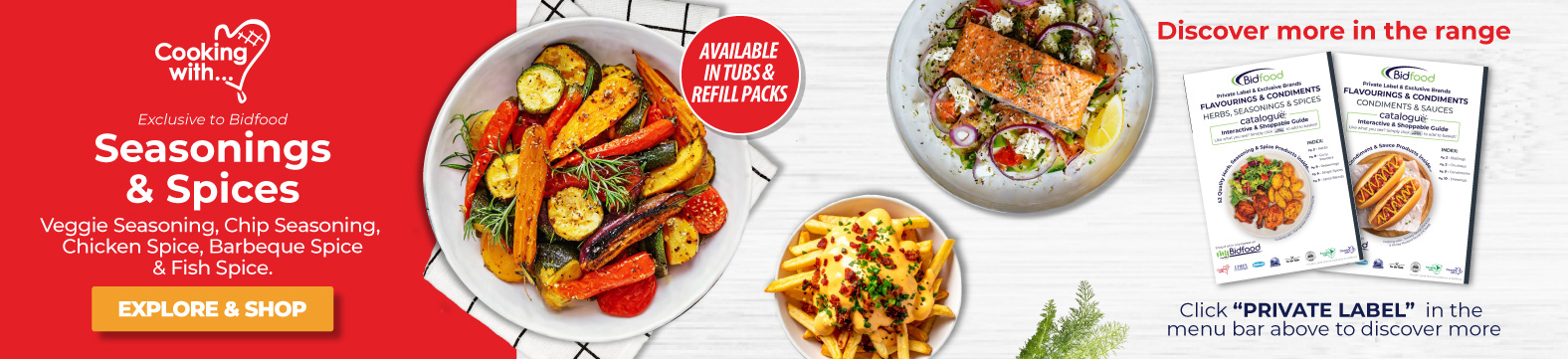 Seasonings & Spices - Veggie Seasoning, Chip Seasoning, Chicken Spice, Barbeque Spice & Fish Spice - Exclusive to Bidfood