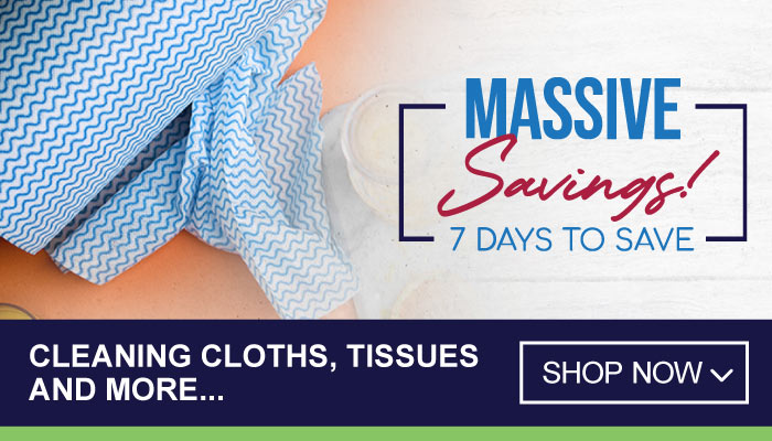 7 Days Massive  Savings on Cleaning Cloths, Tissues and More - visit MyBidfood to shop now