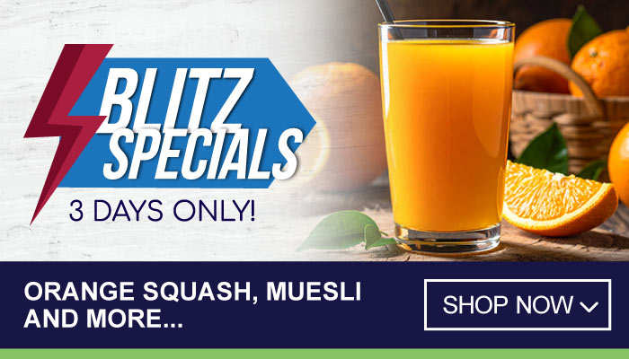 7 Days Blitz Specials on Orange Squash, Muesli and More - visit MyBidfood to shop now