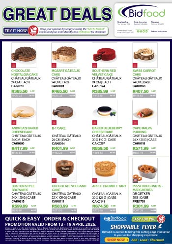 Great Deals on Chocolate Cakes, Cheesecake, Swiss Carrot Cake, Red Velvet Cake, and More During 13 - 19 April 2026 - Shoppable Flyer