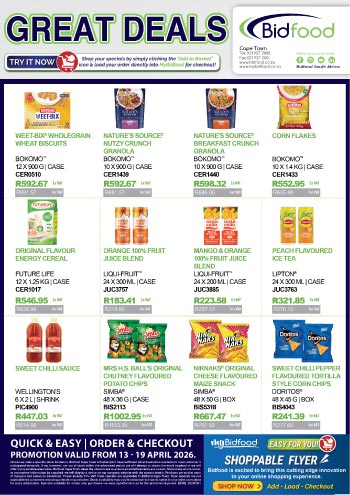 Great Deals on Weet-Bix, Granola, Corn Flakes, Juice Blends, Lipton Ice Tea, Chutney, Mayonnaise, and Doritos During 13 - 19 April 2026 - Shoppable Flyer