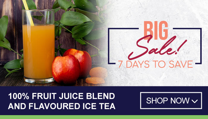 7 Days Big Sale on 100% Fruit Juice Blend and Flavoured Ice Tea - visit MyBidfood to shop now