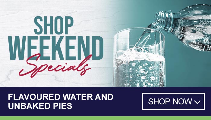 Weekend Specials on Flavoured Water And Unbaked Pies - visit MyBidfood to shop now