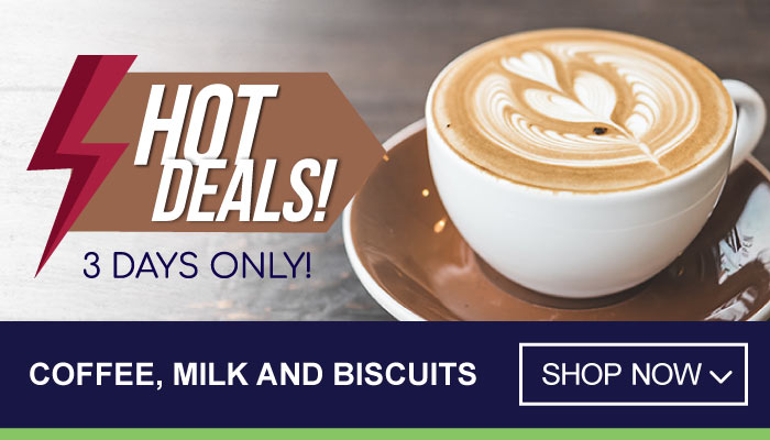 3 Days Hot Deals on Coffee, Milk And Biscuits - visit MyBidfood to shop now