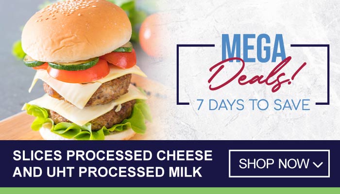 7 Days Mega Deals on Slices Processed Cheese and UHT Processed Milk - visit MyBidfood to shop now