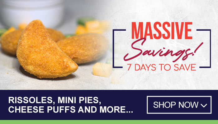 7 Days Massive Savings on Rissoles, Mini Pies, Cheese Puffs and more - visit MyBidfood to shop now