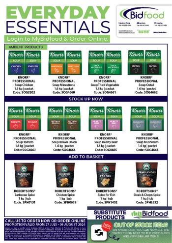 Everyday Essentials Promotion Featuring Knorr Professional Soups and Robertsons Seasonings From 27 July - 09 August 2026