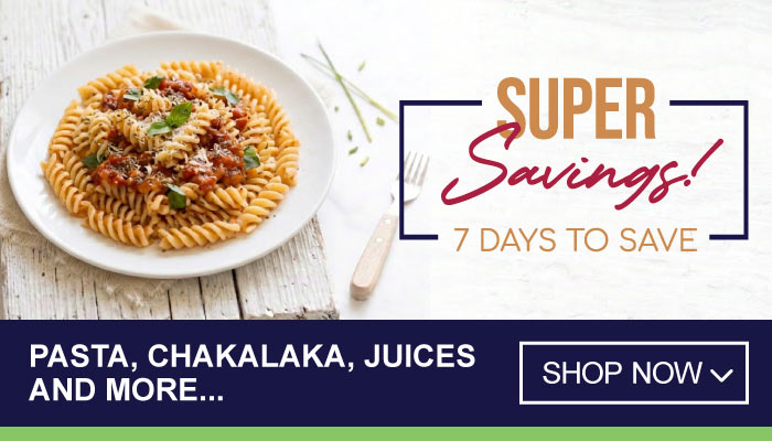 7 Days Super Savings on Pasta, Chakalaka, Juices and more - visit MyBidfood to shop now