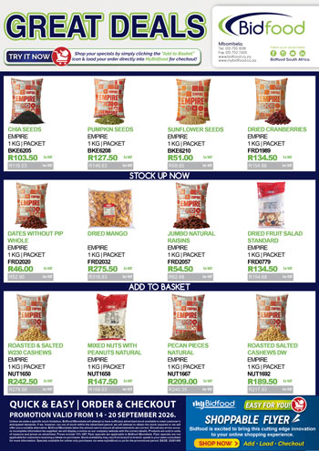 Everyday Essentials On Promotion From 14 - 20 September 2026 - Login to MyBidfood & Order Online