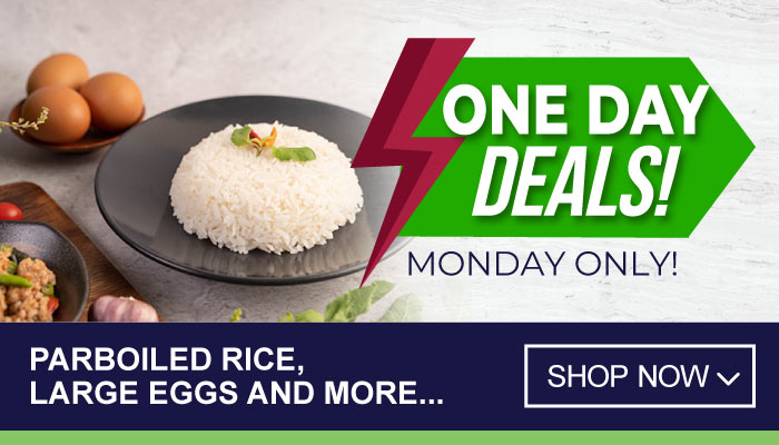 1day Monday Madness Specials on Parboiled Rice, Large Eggs and more - visit MyBidfood to shop now