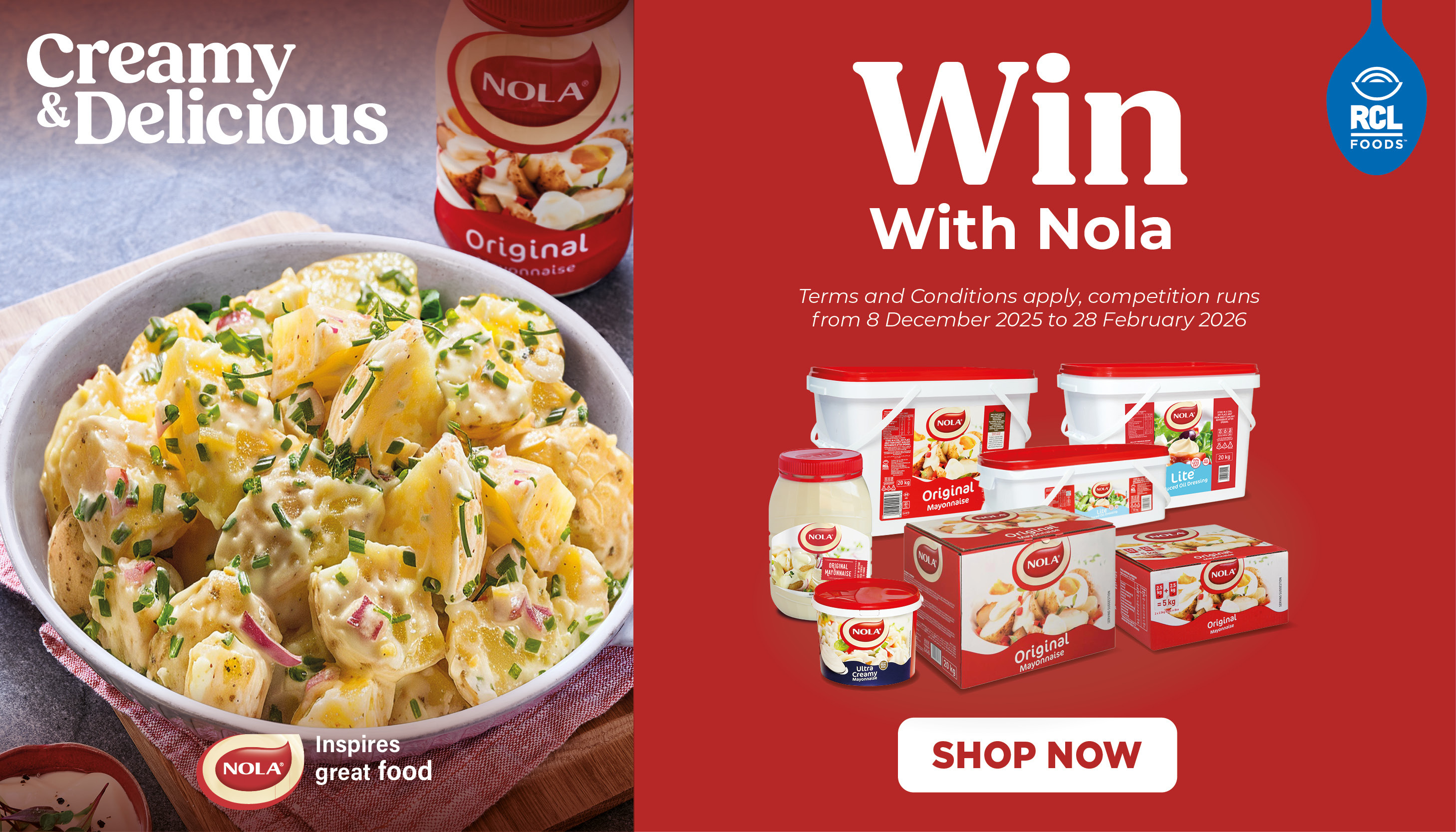 Win 1 of 10 x R1000 vouchers monthly with Nola - Creamy & Delicious - Shop Now!