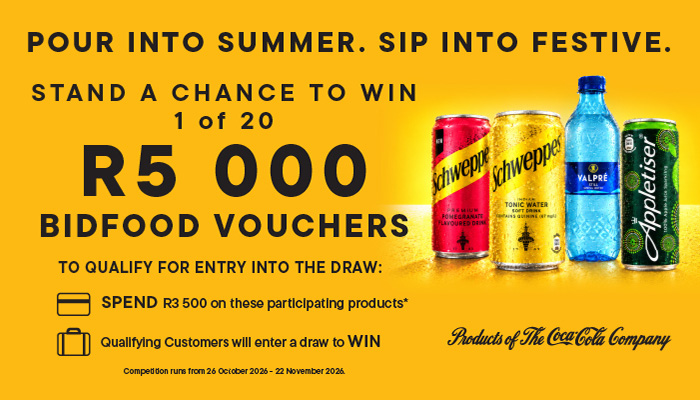 CocaCola- Stand a Chance to Win 1 of 20 R5000 Bidfood Vouchers - Shop Now!
