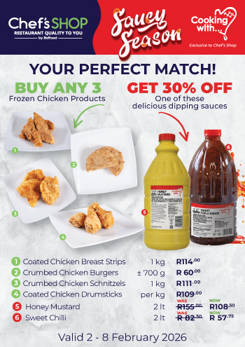 Buy any 3 Frozen Chicken Prducts and get 30% off Delicious Dipping Sauces